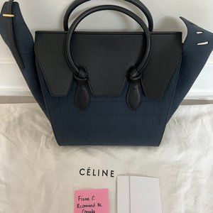 Céline Croc Embossed Nubuck Small Knot Tote Bag